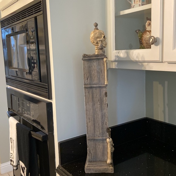 26” Grandin Road Skeleton Skulls Tabletop Grandfather Lit Clock Spooky Halloween - Picture 16 of 17